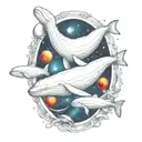 beluga whale in space tattoo design idea