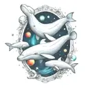 beluga whale in space tattoo design idea