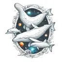 beluga whale in space tattoo design idea