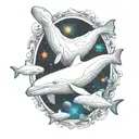 beluga whale in space tattoo design idea