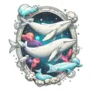 beluga whale in space tattoo design idea