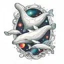 beluga whale in space tattoo design idea