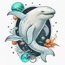 beluga whale in space tattoo design idea