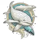 beluga whale in space tattoo design idea