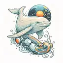 beluga whale in space tattoo design idea