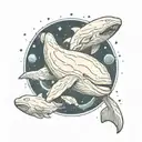 beluga whale in space tattoo design idea