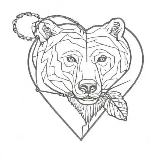 bear trap as heart tattoo design idea