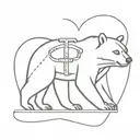 bear trap heart shape tattoo design idea