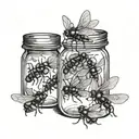 multiple flies in a jar of Vaseline  tattoo design idea