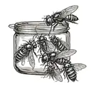 multiple flies in a jar of Vaseline  tattoo design idea