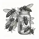 multiple flies in a jar of Vaseline  tattoo design idea