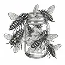 multiple flies in a jar of Vaseline  tattoo design idea