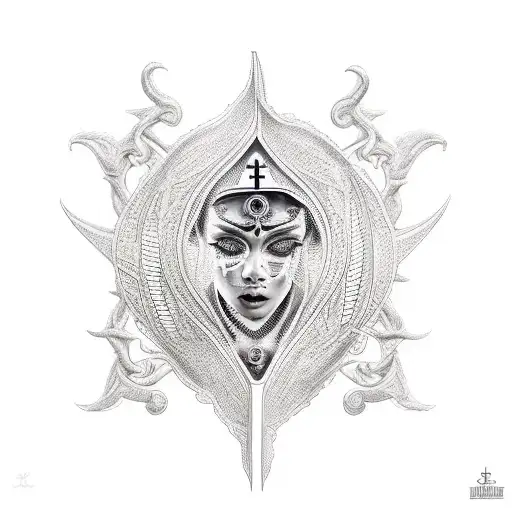  saint performing black magic  tattoo design idea