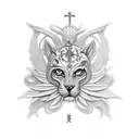  saint performing black magic  tattoo design idea