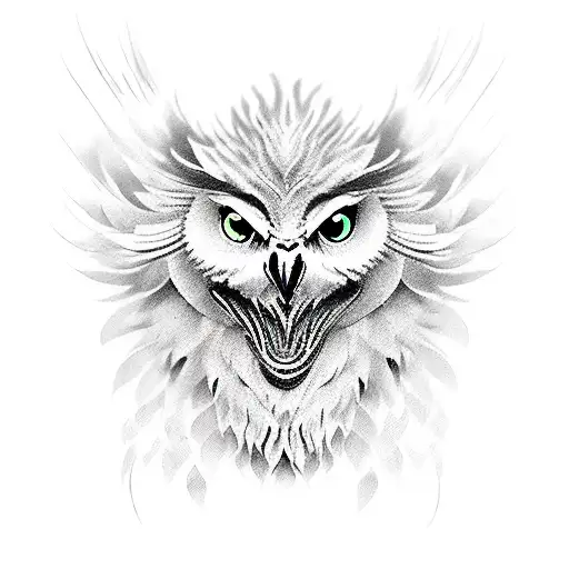 owl lion phoenix tattoo design idea