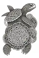 turtle and monkey with Celtic knotwork design featuring Vietnamese symbol tattoo design idea