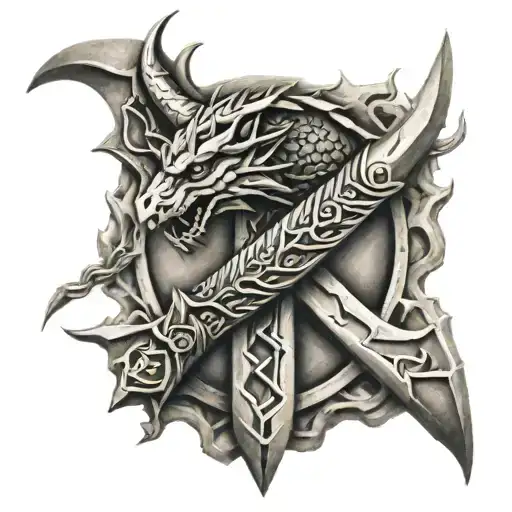 dragon scandinavian runes thor's hammer vikings wigvisir tattoo design idea