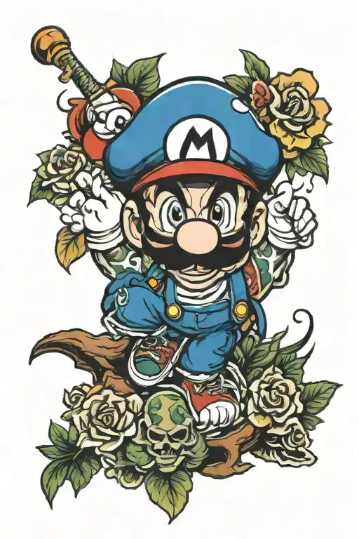 Mario Bros tattoo design idea