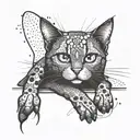 funny cat lounging tattoo design idea