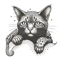 funny cat lounging tattoo design idea