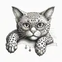 funny cat lounging tattoo design idea