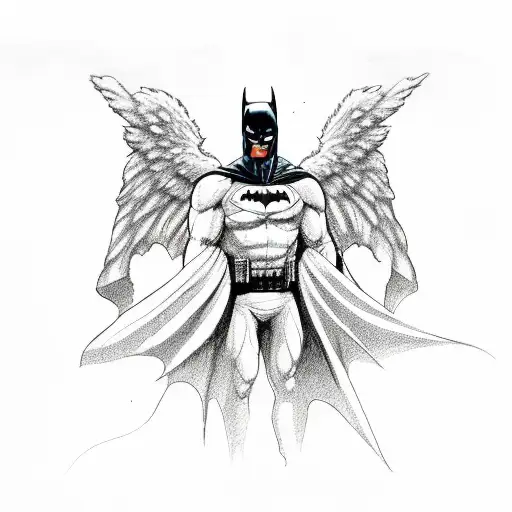 Batman, angel, American flag, bill of rights tattoo design idea