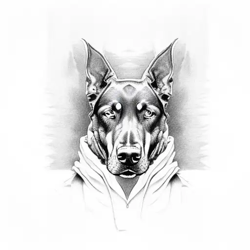 dobermann ( see no evil speak no evil hear no evil) tattoo design idea