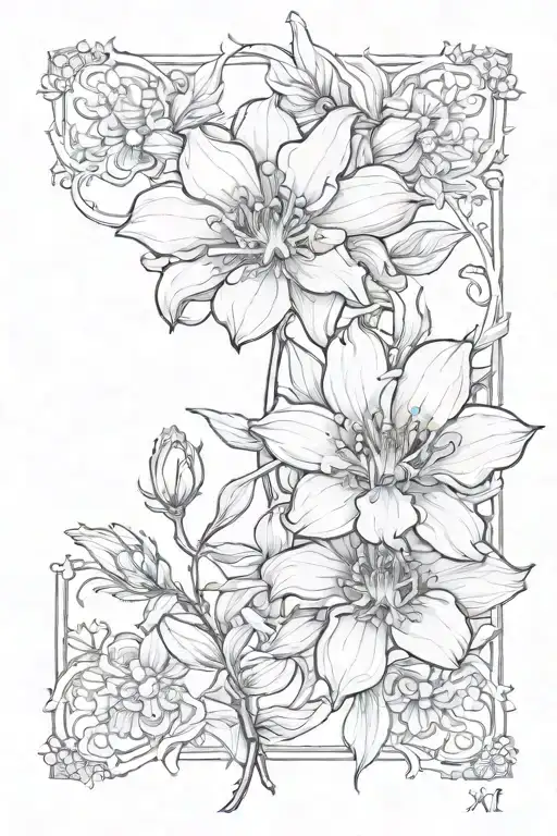 claveria flower with XII • XVII • MMXXII  tattoo design idea