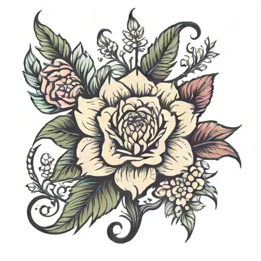 claveria flower with XII • XVII • MMXXII ALL IN VERTICLE tattoo design idea