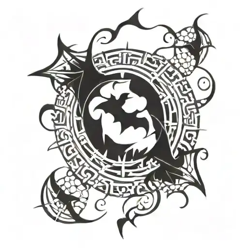 bats flying tattoo design idea