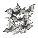 bats flying tattoo design idea