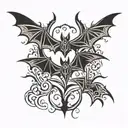 bats flying tattoo design idea