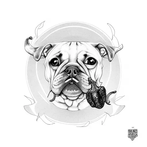 Dog with chili pepper tattoo design idea