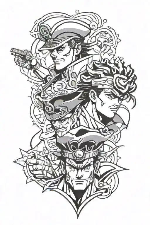 Jotaro Kujo and Star Platinum tattoo design idea