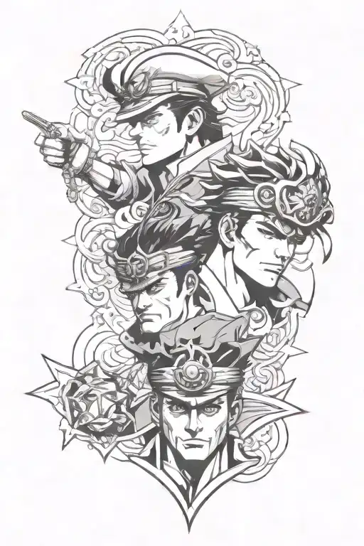 Jotaro Kujo and Star Platinum tattoo design idea