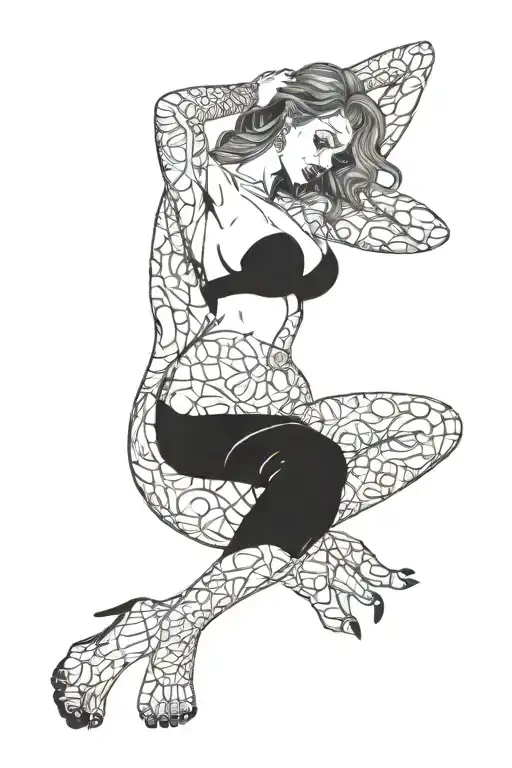 curvy sexy woman posing tattoo design idea