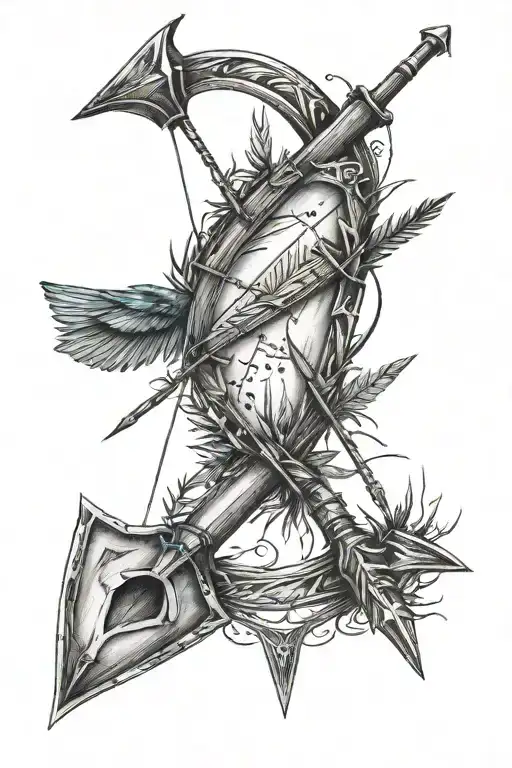 arrow and quiver full of arrows tattoo design idea