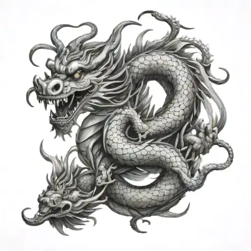 Chinese dragon fighting a  thai dragon  tattoo design idea
