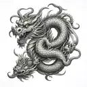 Chinese dragon fighting a  thai dragon  tattoo design idea
