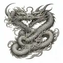 Chinese dragon fighting a  thai dragon  tattoo design idea