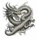 Chinese dragon fighting a  thai dragon  tattoo design idea