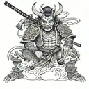 japanese samurai demon girl tattoo design idea