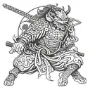 japanese samurai demon girl tattoo design idea