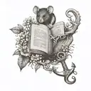 mouse, book, anchor, stump, photography, wild flowers  tattoo design idea