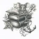 mouse, book, anchor, stump, photography, wild flowers  tattoo design idea