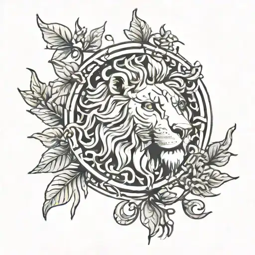 solomon seal with lion head tattoo design idea