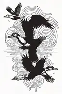 ducks flying over a river  tattoo design idea