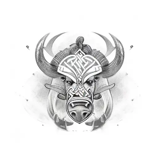 viking boar tattoo design idea
