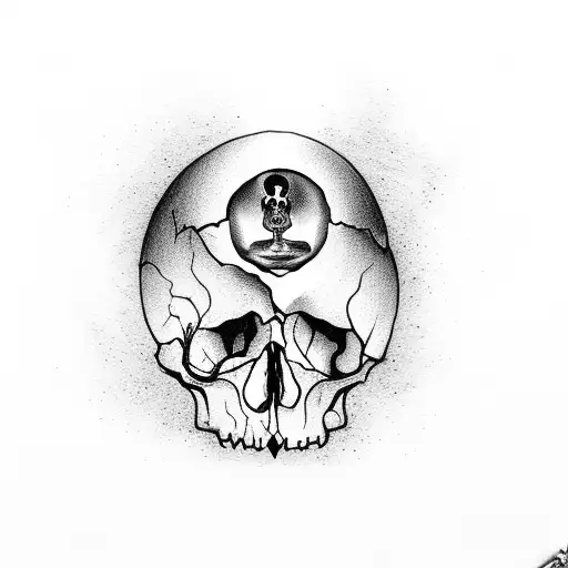 Hourglass with skull in bottom in the sand and a girls face on the top with "memento mori" written above the hourglass tattoo design idea