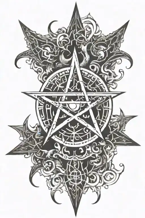 satanic upside  down pentagram tattoo design idea